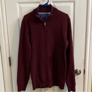 Robert Graham Quarter Zip Pullover Sweater Red Maroon Men's Size Medium
